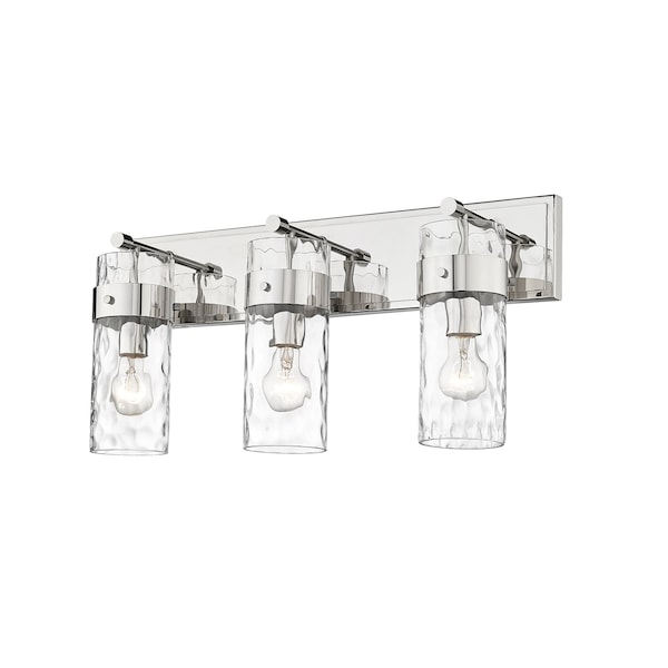 Fontaine 3 Light Vanity, Polished Nickel & Clear